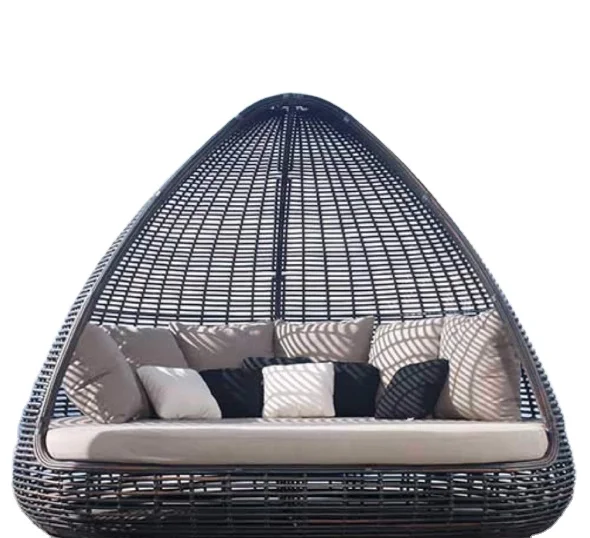 Outdoor Furniture Rattan Round Daybed Style Sunbed Aluminum Garden Modern Frame Lounger Beach Rattan Pool Canopy Kraft Wrapping