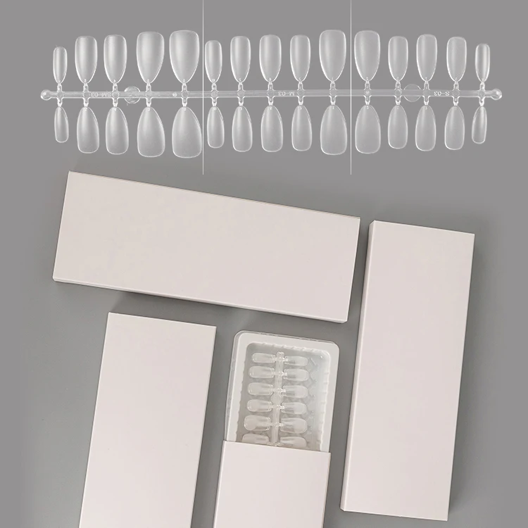 Custom logo 300Pcs/Box C Curve Nail Tips round Acrylic Full Cover Clear  nail tips