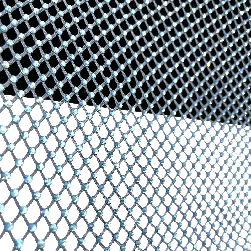 S556  bling hot fix rhinestone mesh fabric trendy customized crystal for dress