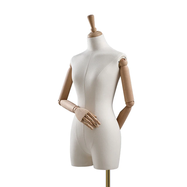 Hot sale plastic full body big bust manikin skin color female headless mannequin for clothes display