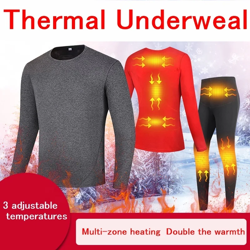 New arrival Thermal underwear Men Women Winter Long Warm Electric Set Heating Thermal Underwear