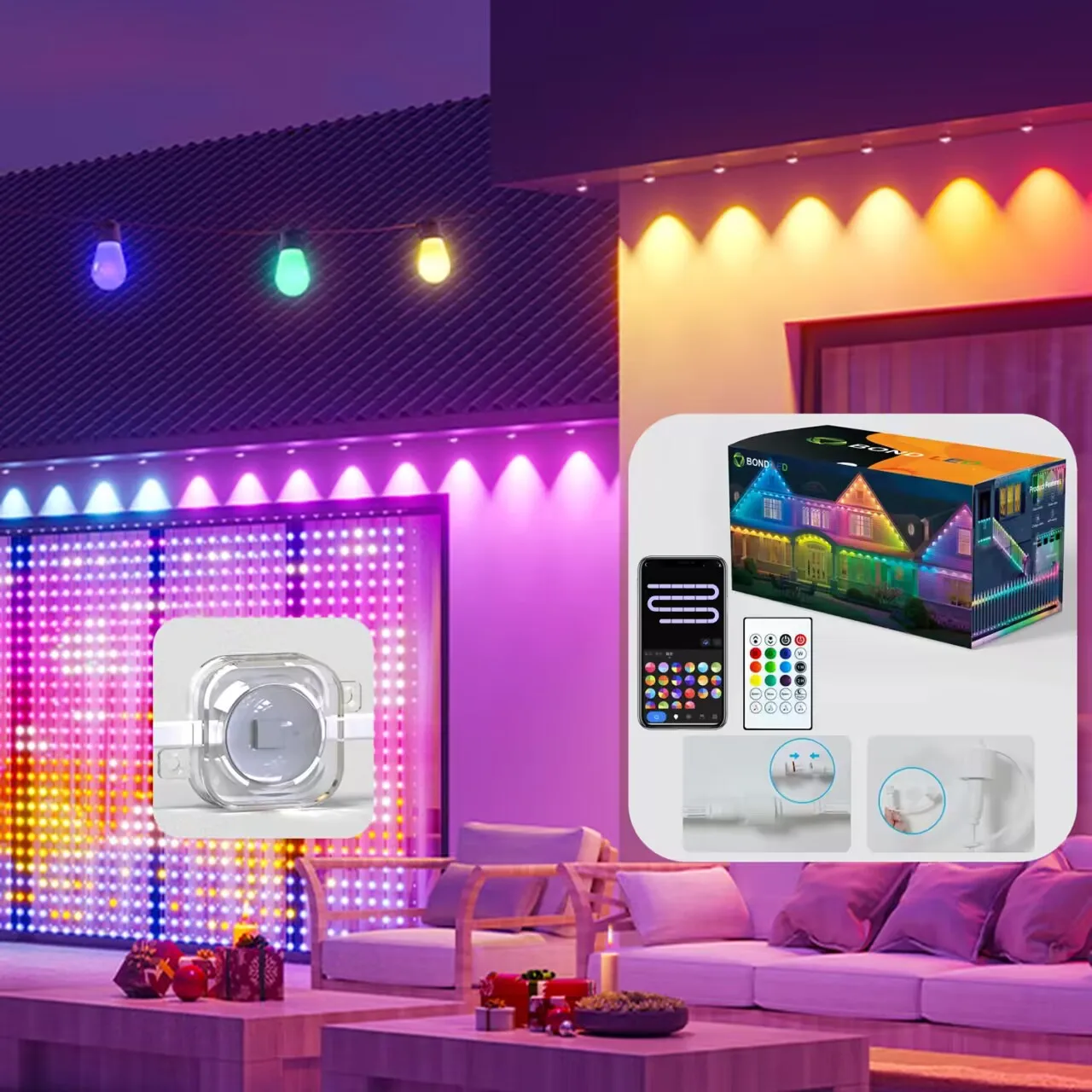 Точечные огни 30 мм Светодиодные пиксельные световые нити с 12 вольт Совместимость приложением C