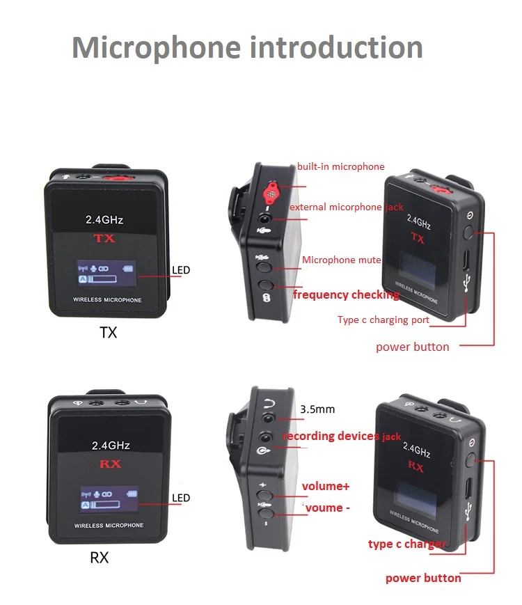 2.4G Lavalier Microphone Wireless Mobile Phone SLR Camera Outdoor Street Shooting Interview Teaching Noise Cancelling Microphone