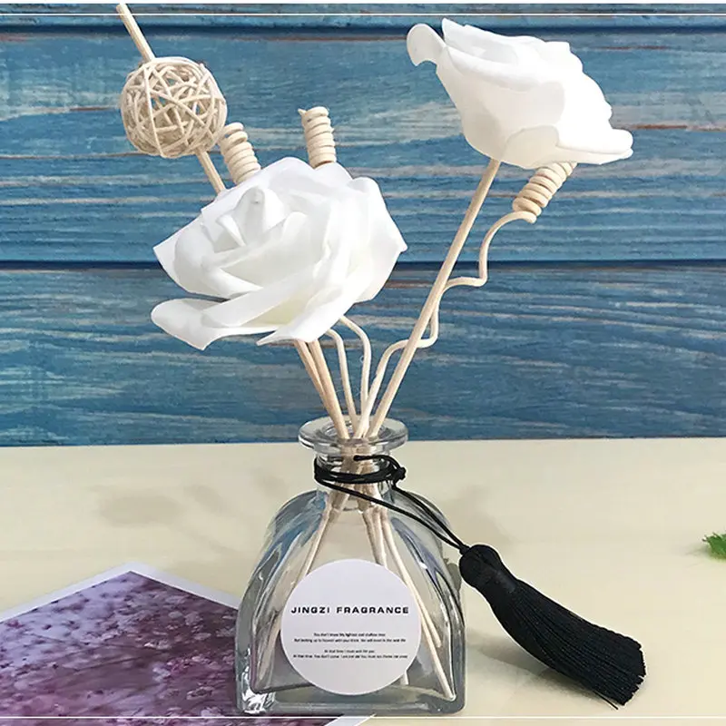 Avertan frost empty round square 120ml glass aroma reed diffuser bottle with wick aromatherapy