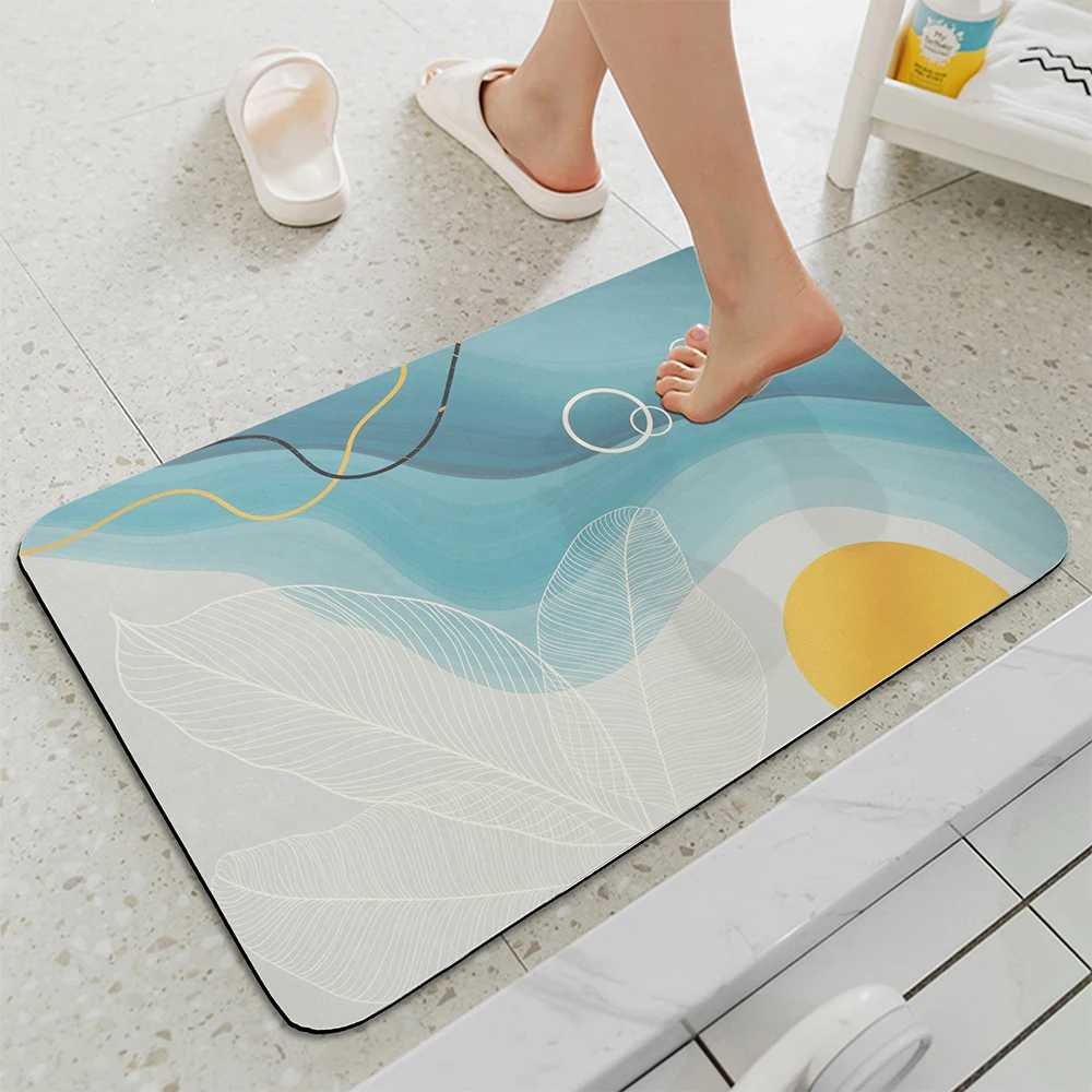 New Fashion Printed Diatomaceous Earth Absorbent Fast Drying Diatomite Bath Mats