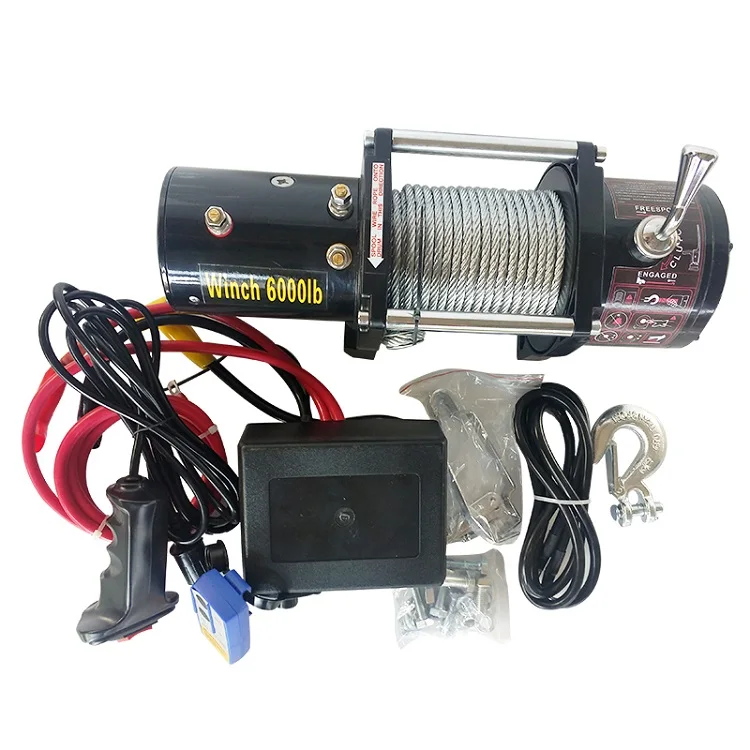 portable 3000lb mini 12v/24v car boat anchor motor electric winch with anti-rotation wire rope
