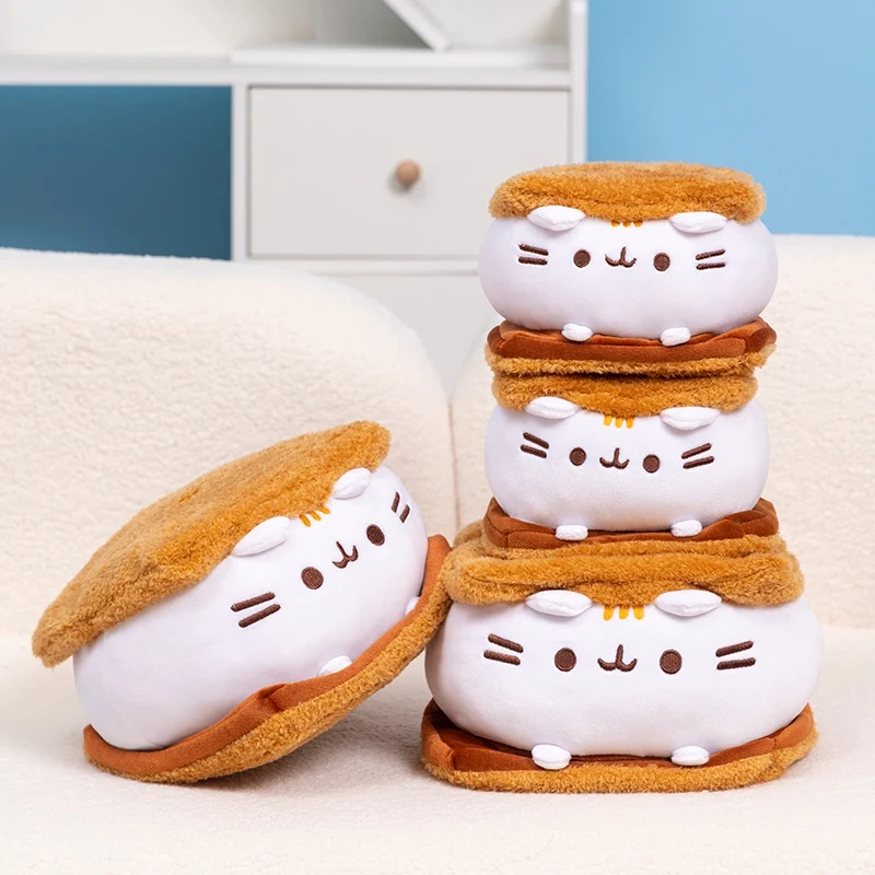 Super Cute Sandwich Biscuit Kitten Plush Kawaii Sandwich Cookie White Chocolate Cream Cat Doll Stuffed Animal Bread Toys