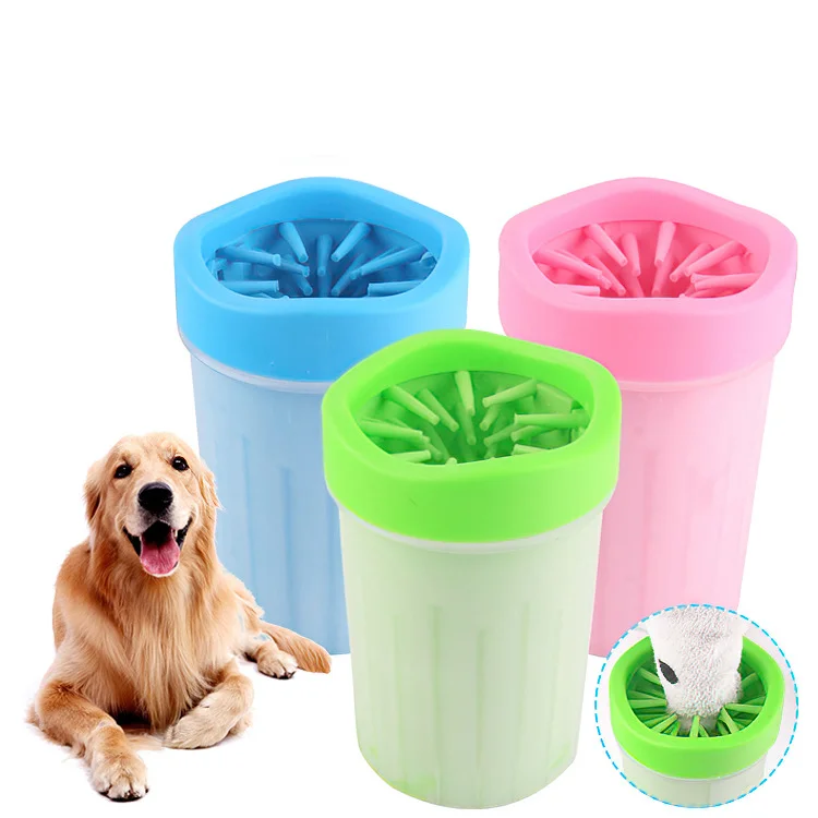 Portable pet dog foot washing cup soft silicone pet paw washing cup semi automatic pet foot washing cup