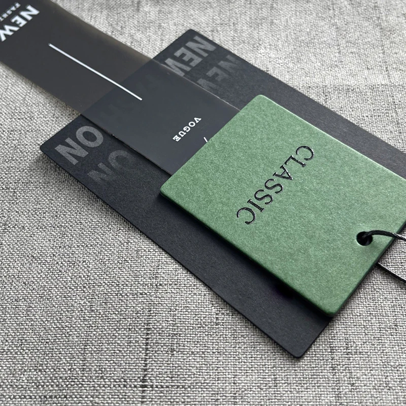 custom logo luxury embossed card recycled swing swimwear paper garment clothing hang tag Hangtag label rope brand with string