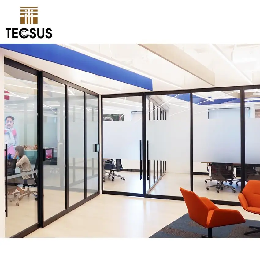 Best Price Aluminum Frame Clear Conference Room Dividing Wall Glass Noise Cancelling Wall