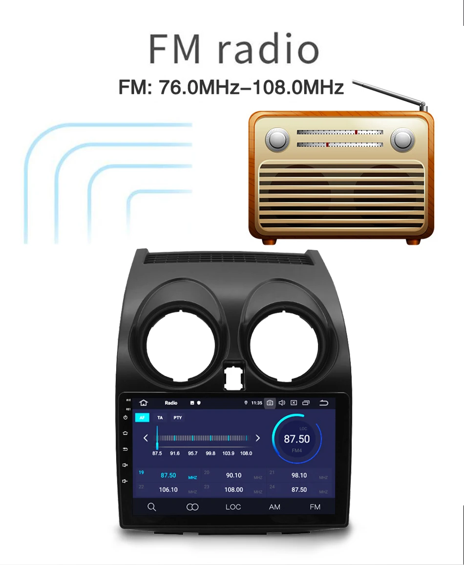 9 Inch Car Stereo Android Player GPS WIFI BT FM Mirror Link Multimedia For Nissan Qashqai 2006-2013