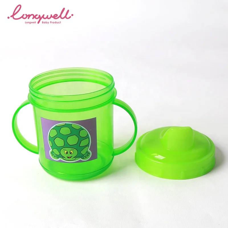 
Ningbo Longwell Duckbill Cup Kids Plastic Cups Drinking Feeding Water Bottle 200ML Bpa Free PP Two Grips Baby Cup Training 