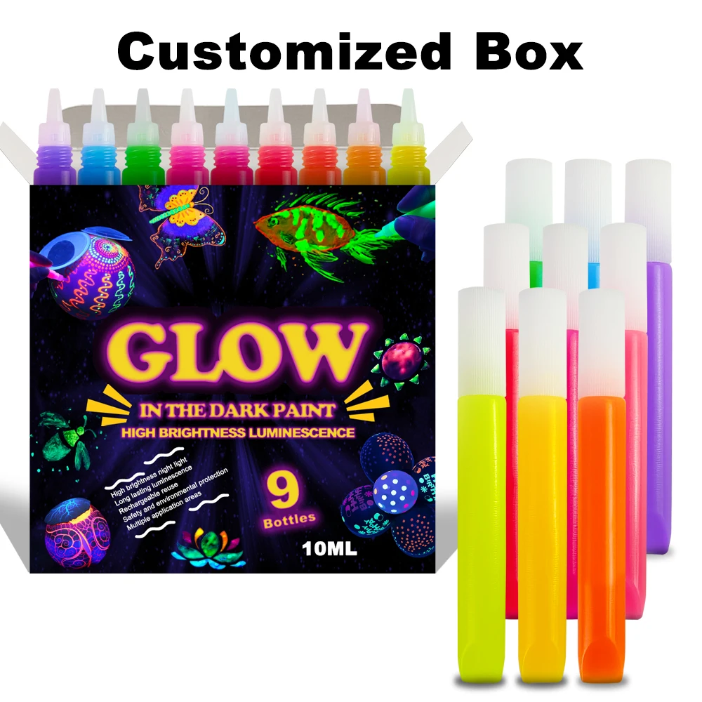 Fluorescent Plastic Neon Acrylic Glow In The Dark Kit Eco Friendly Uv Painting For Kids Color Set Child Fabrics Art Acryl Paint
