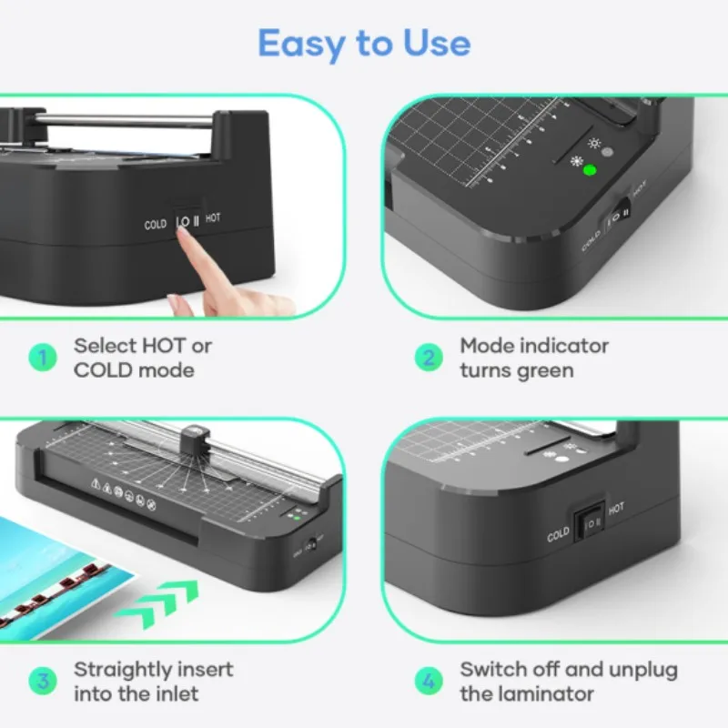 FN336 ABS Manual Release Lever 350mm/min Laminating Dual Size Hot Cold Press A4 Lamination Machine