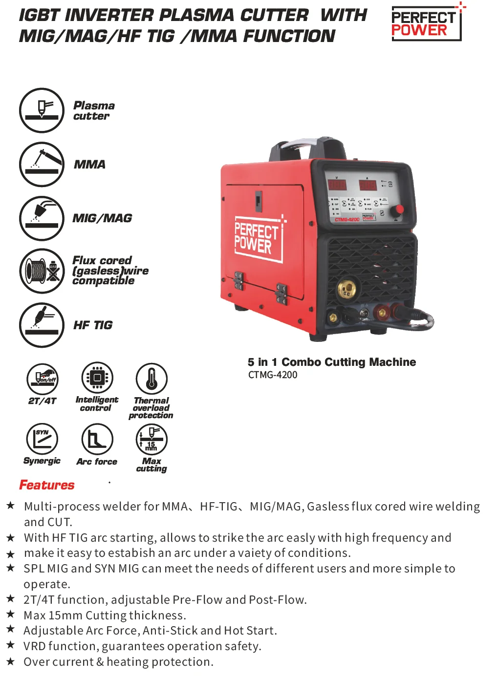 IGBT инвертор плазменный резак 5 в 1 с MIG/MAG/HF TIG/MMA горячая Распродажа режущая машина CUT-4200 продаже