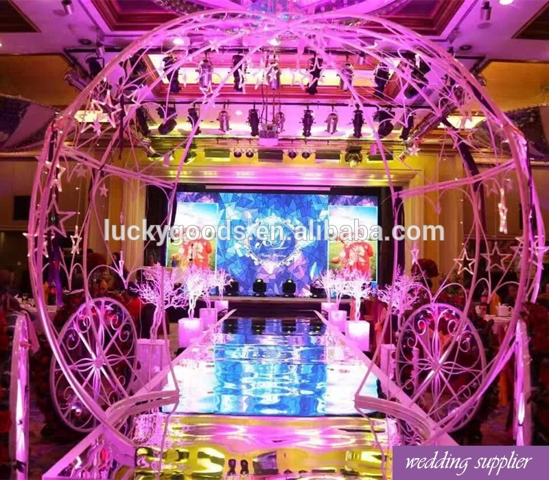 LDJ873 popular selling pumpkim shape white metal wedding arch for stage decoration