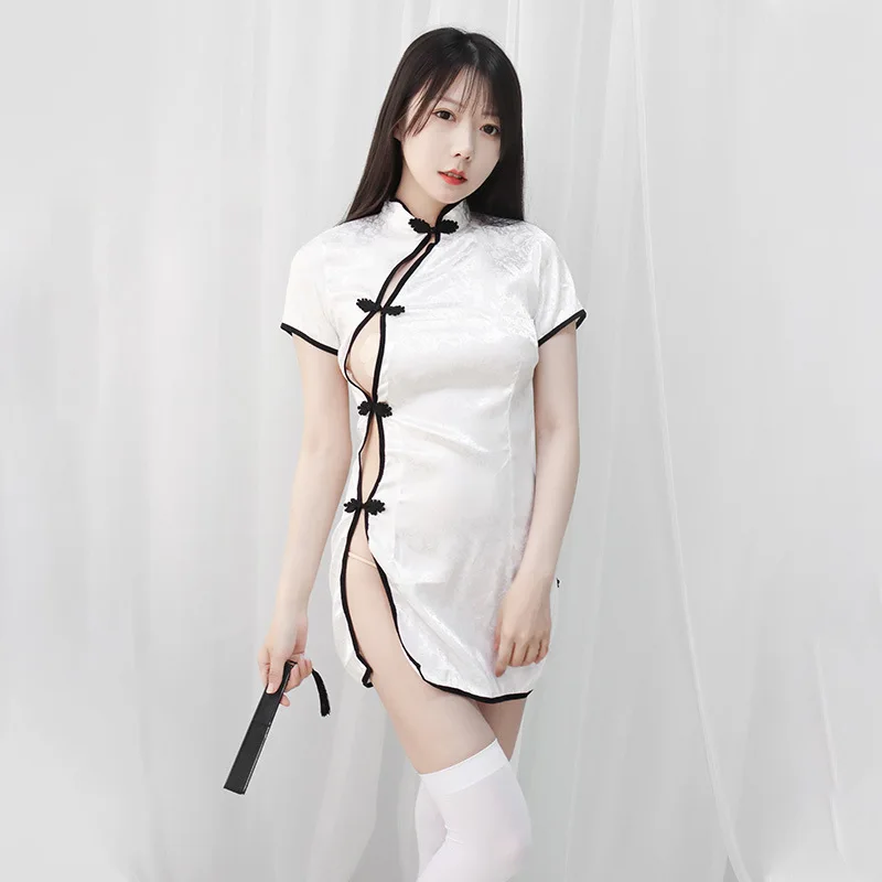 Женское белое платье-Ципао в китайском стиле