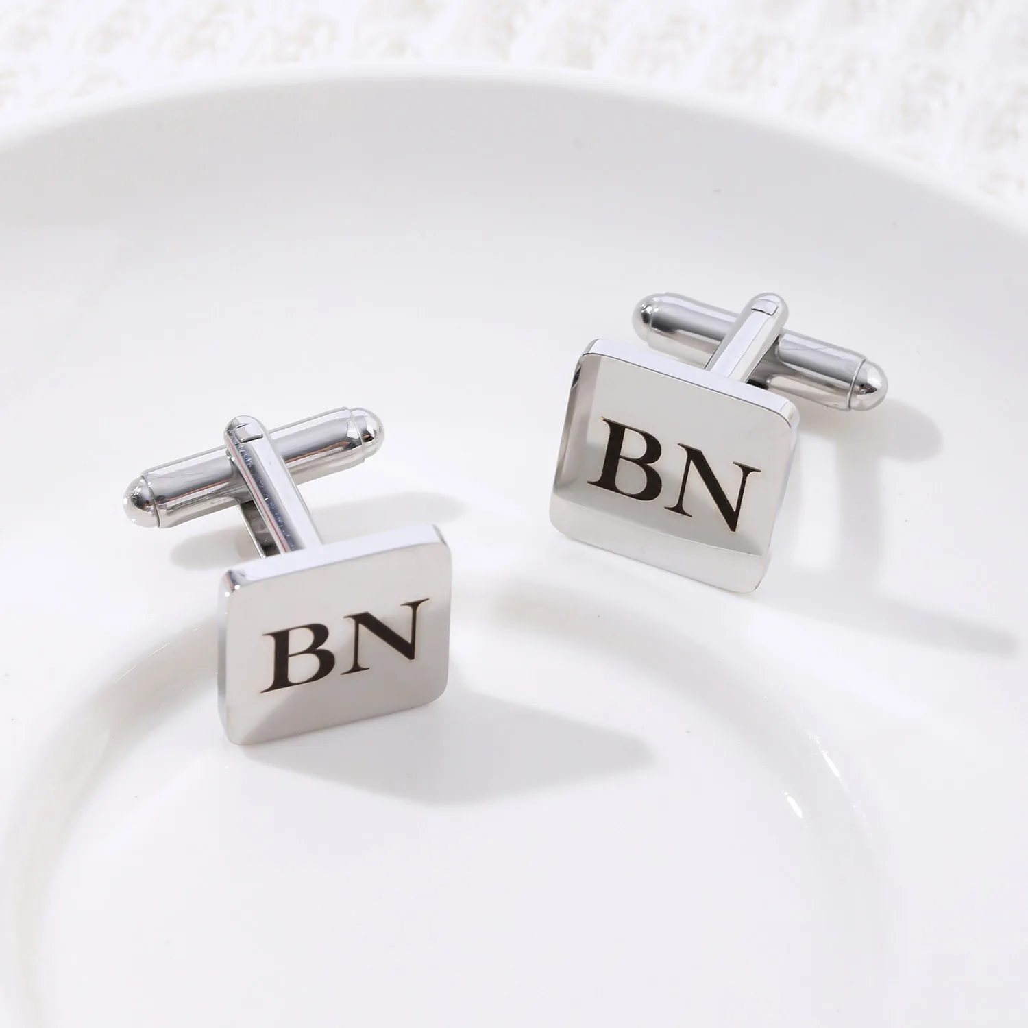 Custom DIY 16MM 20MM Cufflinks PVD 18K Gold Plated Cufflinks Engraved LOGO Stainless Steel Cufflinks