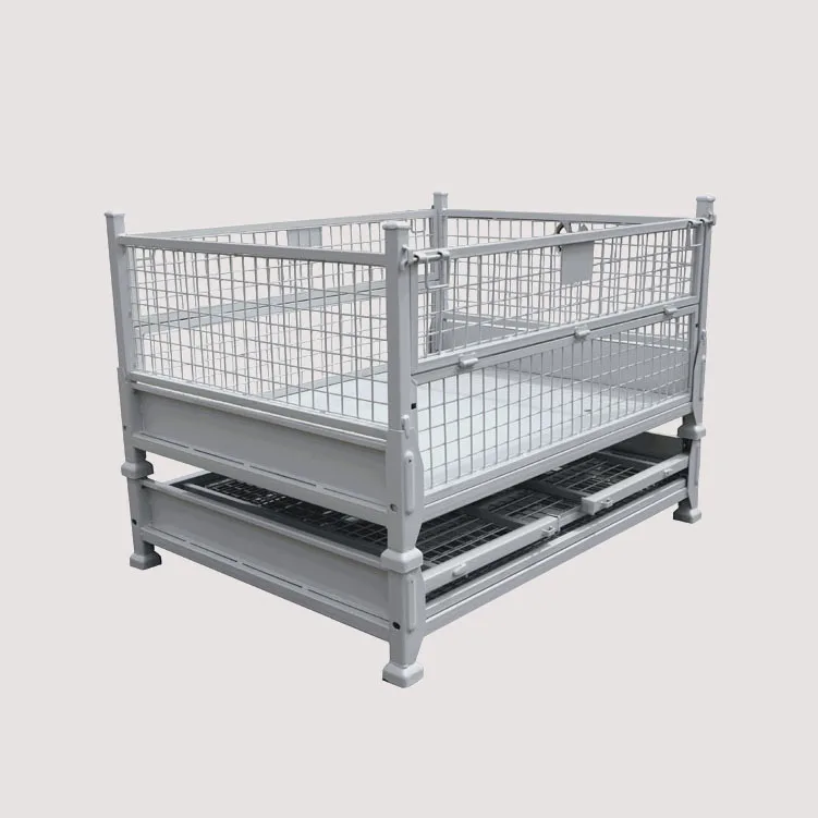 Mesh Box Wire Cage Metal Bin Storage Container Wire Mesh Crate Foldable Stackable Steel Storage Cage