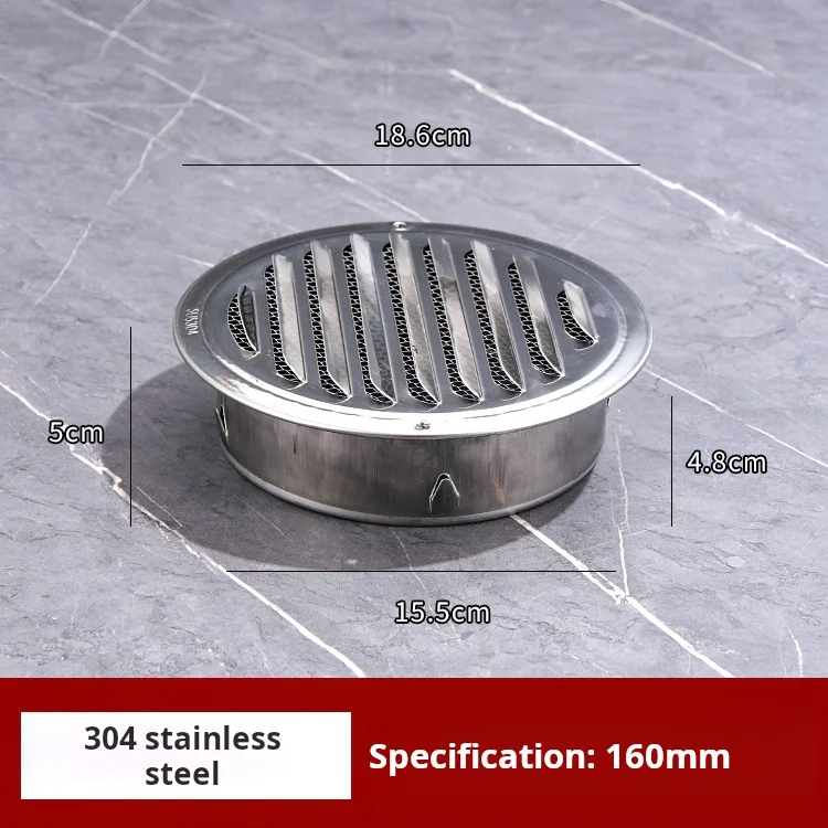 Round Stainless Steel Exhaust Grille Louvered Air Vent with Screen Mesh External Wall Dryer Duct Vent Cover Product Type Drains