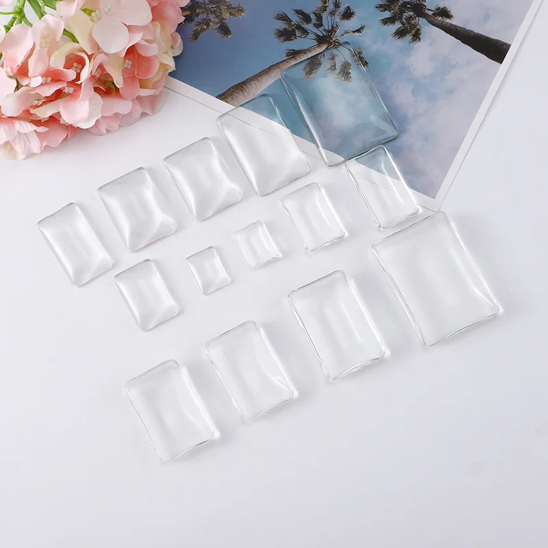 Bulk Transparent Clear Rectangle Glass Cabochons for Blank Settings