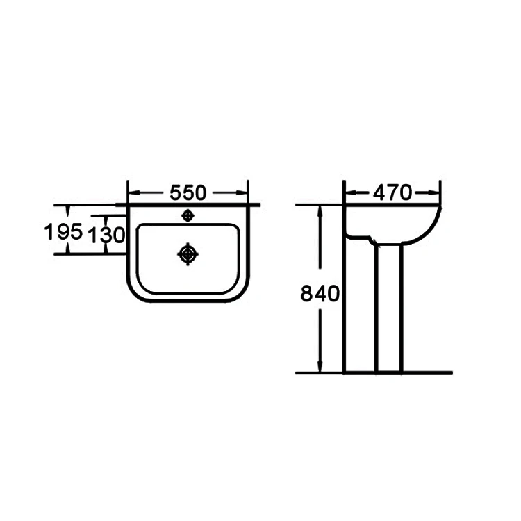 European Bathroom Two piece Ceramic Sink with Pedestal