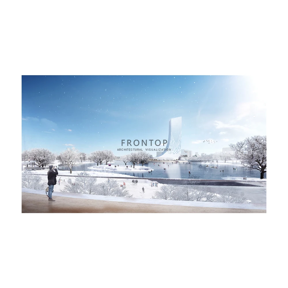 Aerial View Building Contemporary Office 3D Interior Design Architectural Hotel Interior 3D Design