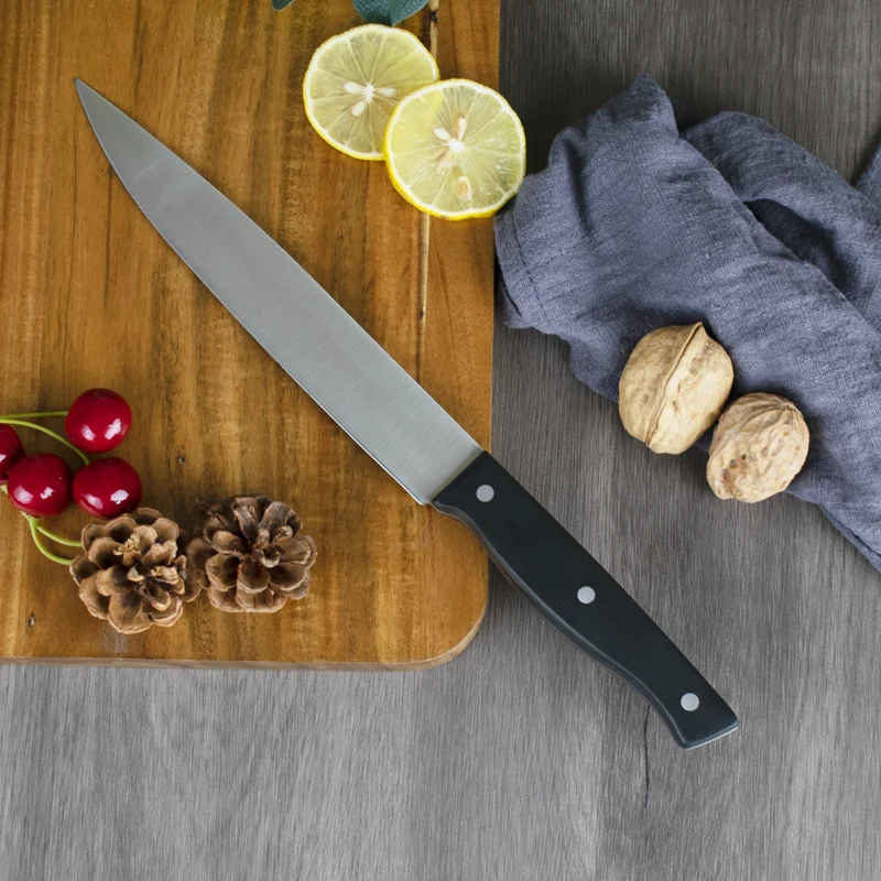 Набор кухонных ножей из 18 предметов с ручкой-помпоном и деревянным блоком, набор кухонных ножей из нержавеющей стали