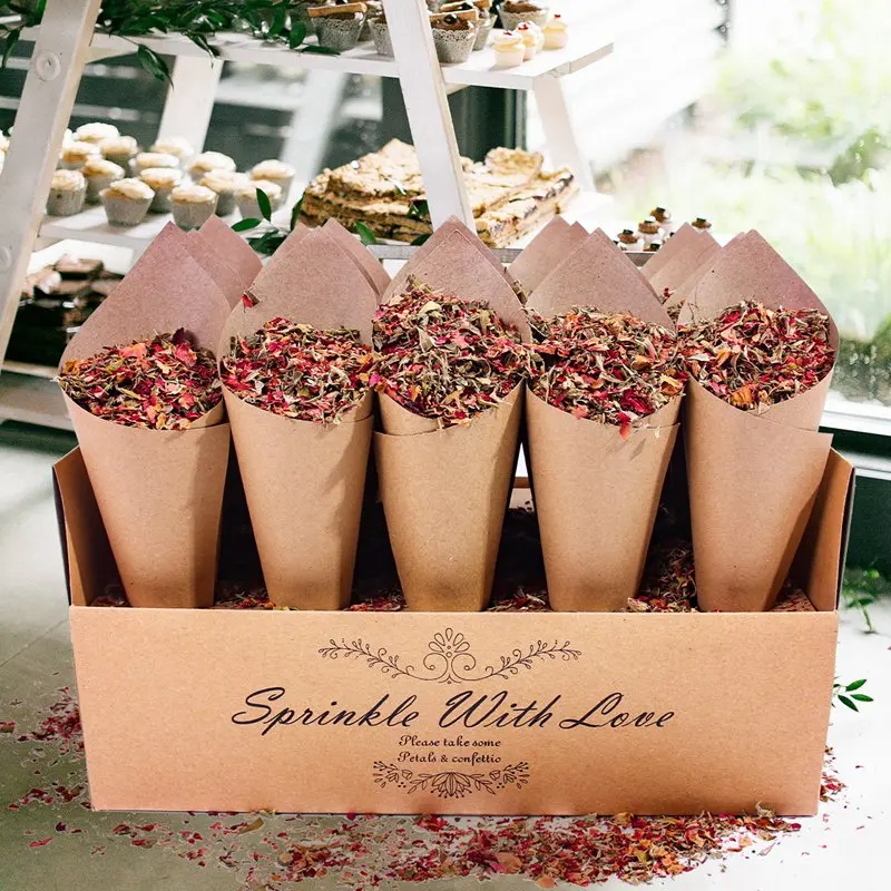 Microstar Kraft Paper Wedding Tray Confetti Cone Stand Box Tray Wedding Decoration Wedding Paper Cones