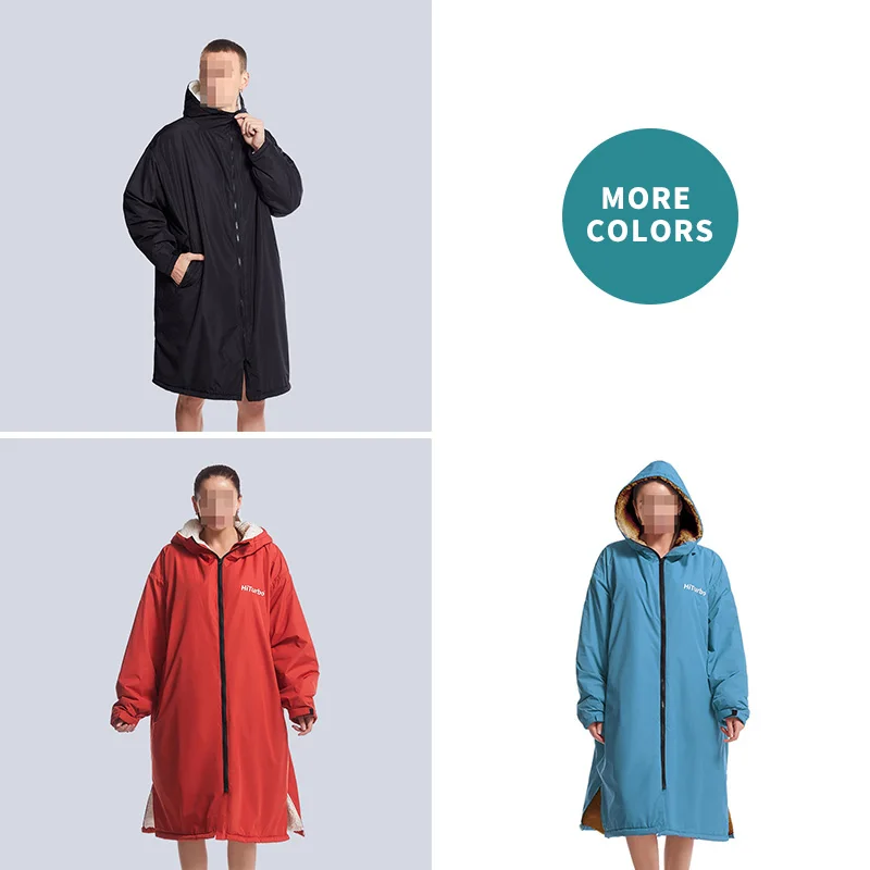 Waterproof Surf Changing Robe Outdoor Beach Surfing Pool Sherpa Lamb Hooded Cloak