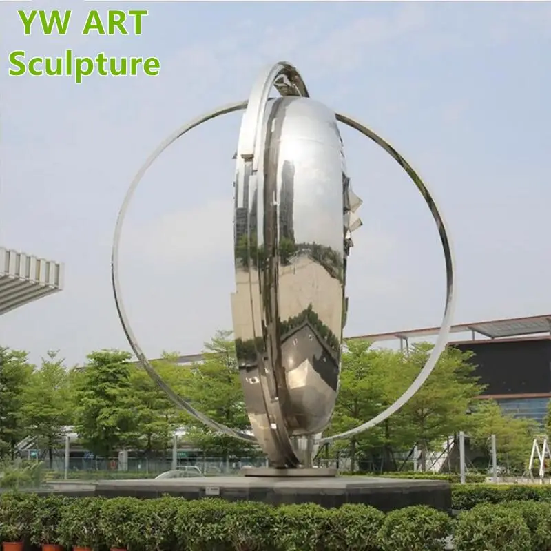 Hollow Art Abstract Stainless Steel Metal Large Ring City Public Art  Decoration Sculpture