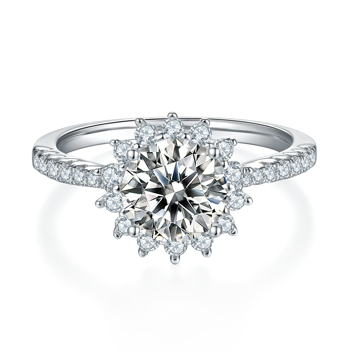 Baifu Jewelry Wholesale price sunflower 18K gold Round shape 1carat D quality moissanite woman luxury ring