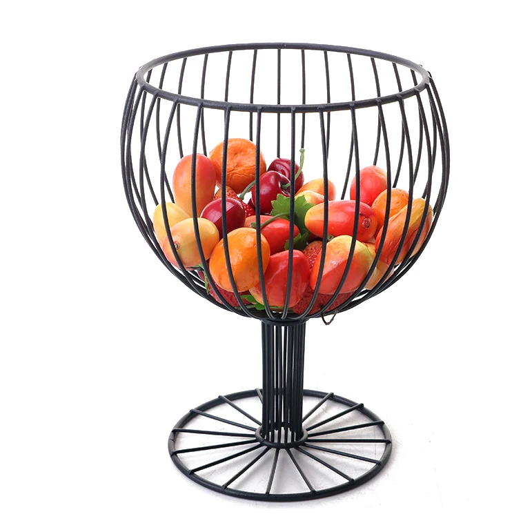 Creative Design Decorative Cup Shape Metal Wire Fruit Basket Iron Fruit Storage Basket Bowl