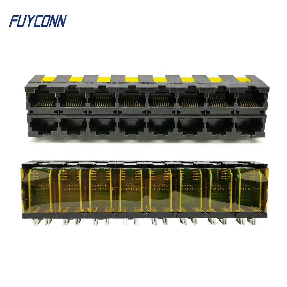 2x8 портов 16*10P 160Pin разъем RJ45, прямоугольный гнездовой разъем PCB, 16 портов, модульный разъем RJ45 для сети