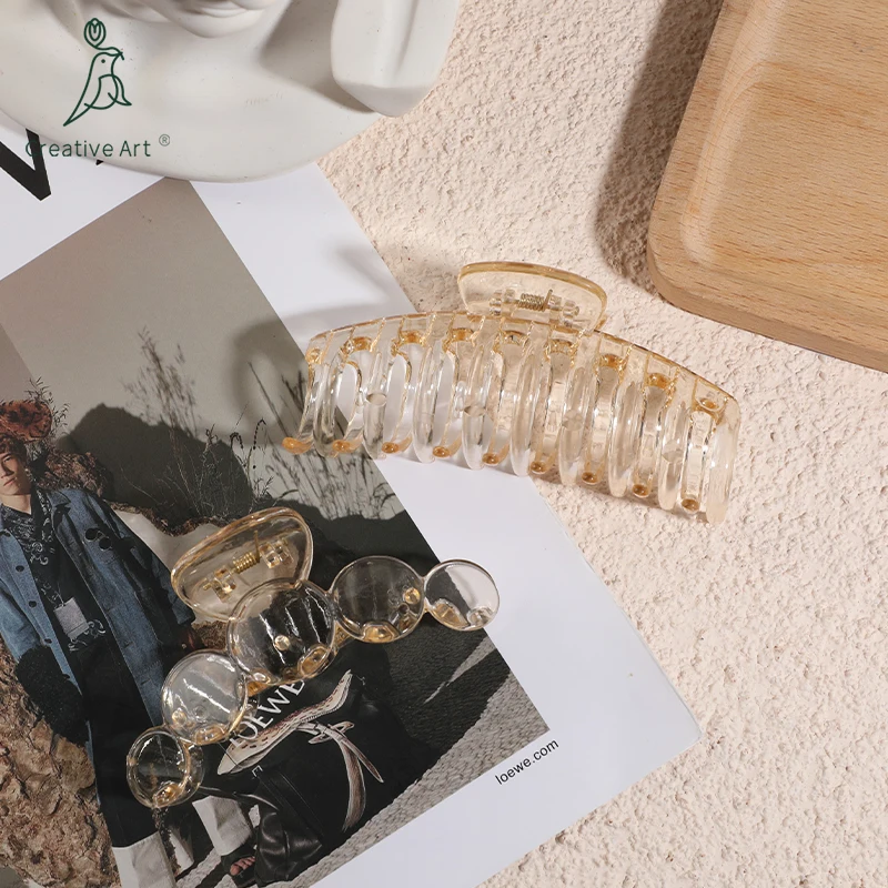 new design for woman Shark hair jaw clip set hair claw clips  fashion Amber color factory price big hair claw clip wholesale