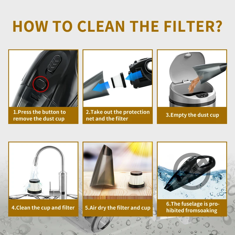 Portable Vacuums Car Cleaner DC12V  Wire Cable Corded High Power Multi-use Handheld Car Vacuum Cleaner