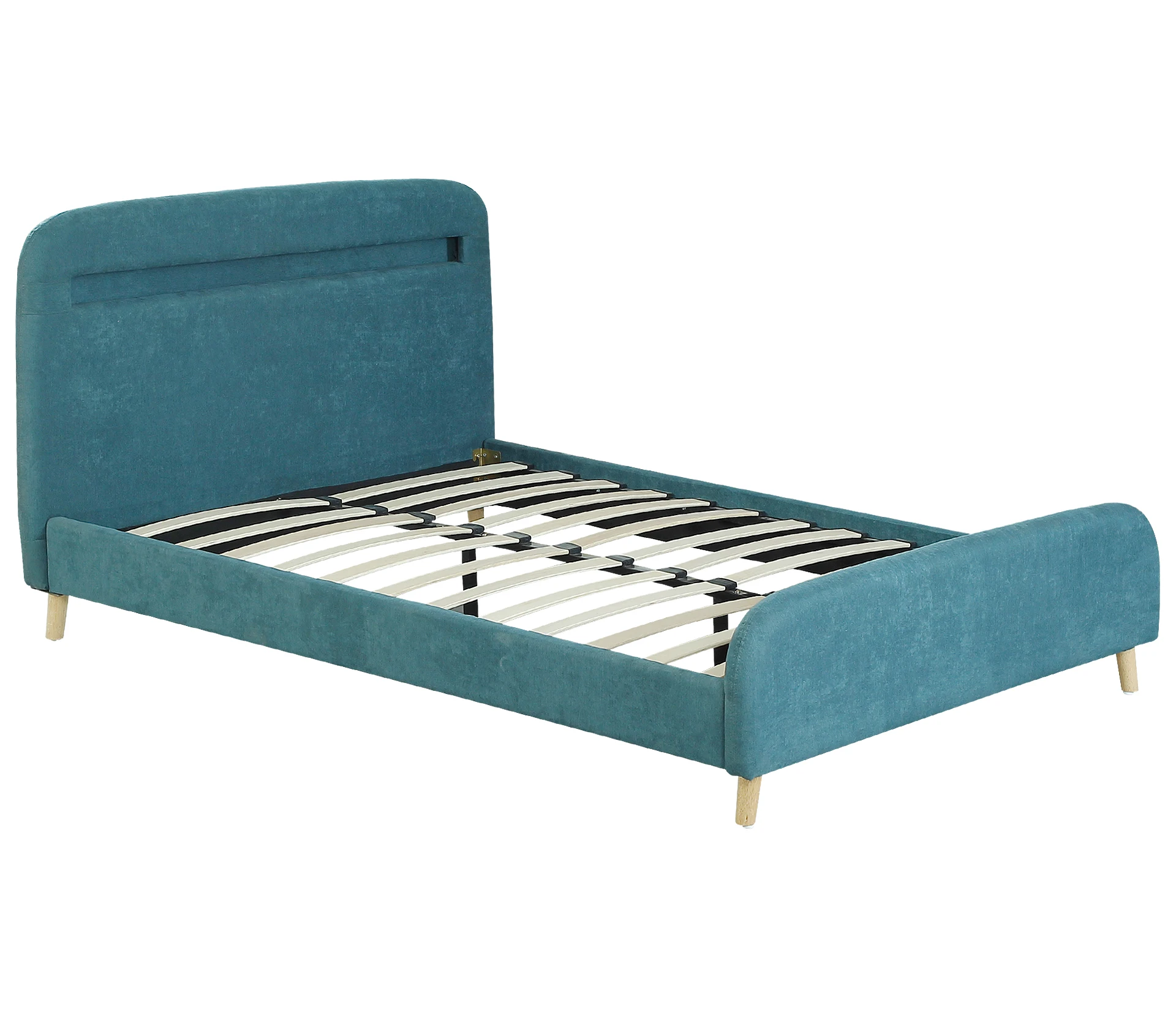 Simple fashion lodging house bedroom Furniture nordic fabric double soft home bed modern soft bed furniture With led light