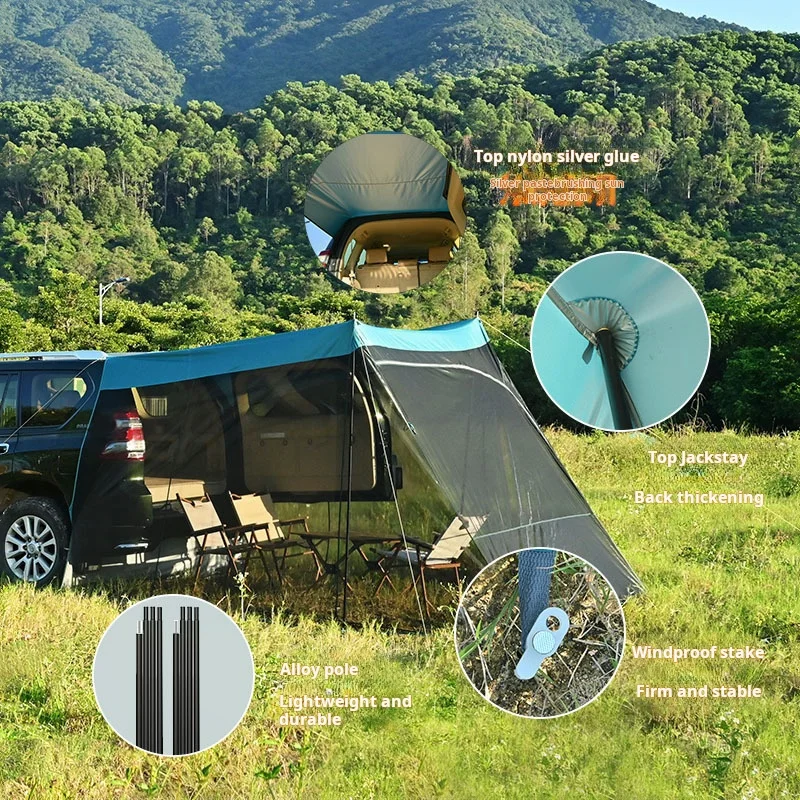 Rear tent outdoor camping sunshade anti mosquitosuvCar camping tent trunk car rear canopy