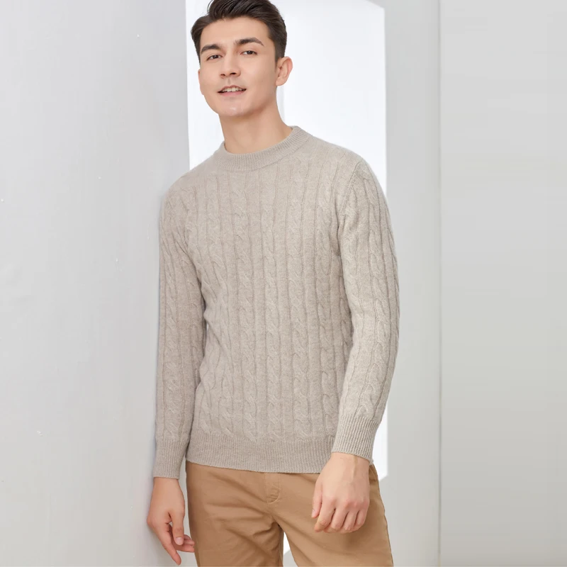 2022 new style autumn winter 100 cashmere men sweaters o-neck solid thick pullovers casual