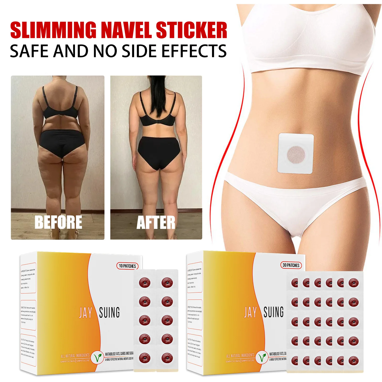 Amazon Hot Sale 30Pcs OEM weight Loss Slim Patch Fat Burning Slimming Products Cellulite Fat Burner Sticker Magnet Belly Patch