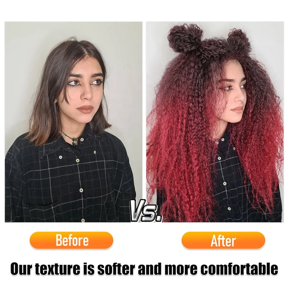 Brazilian Braids High Temperature Fiber Synthetic Ombre Pink Russia Curls Kinky Curly Crochet Braiding Hair Extensions for Women