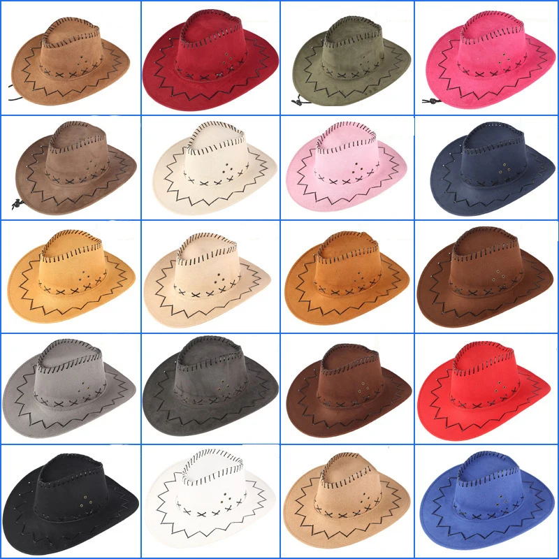 Vintage Unisex Outback Cattleman Hat Faux Suede Wide Brim Western Cowgirl Cowboy Hat