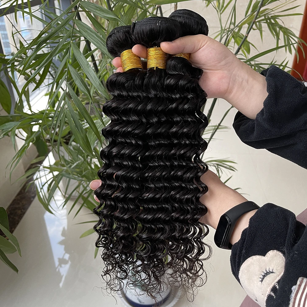 Hot Selling Cuticles Aligned Deep Wave 100% Human Hair, Raw Unprocessed Virgin Deep Wave Bundle for Black Women