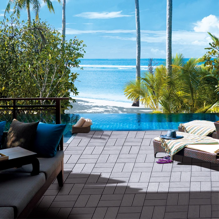 300mm*300mm Durable Garden Patio House WPC Wood Plastic Composite Flooring Outdoor Hollow Interlocking Recycled Decking Tiles