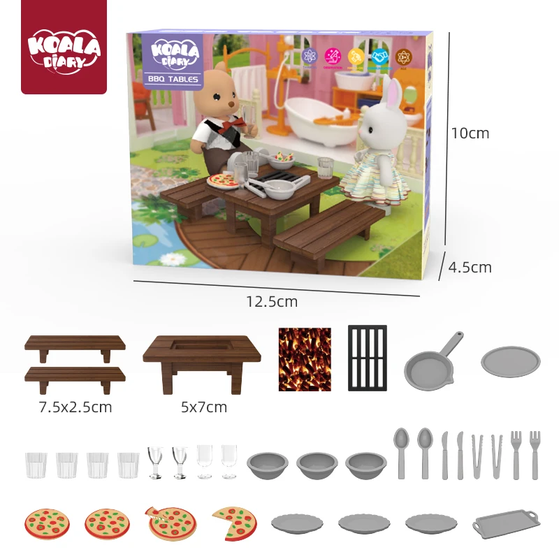 Koala Diary BBQ Dollhouse Miniature Kit, Doll House Furniture, Doll House Accessories Plastic Doll House For Kids