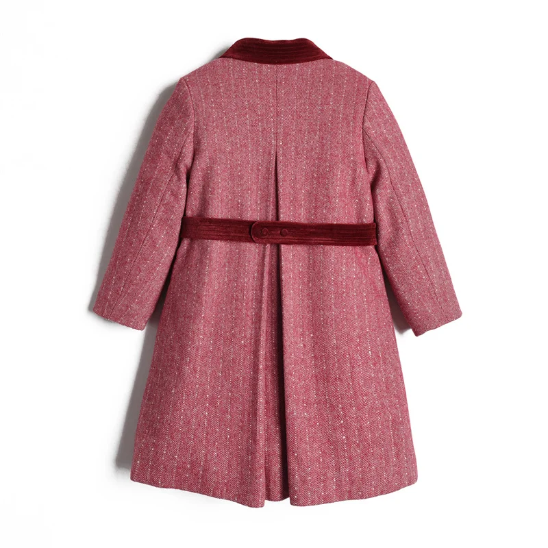 2024 Latest Brand Baby Girls Long Wool Coats Winter Children Pink Thick Blazers Wholesale Toddler Outwear Clothes