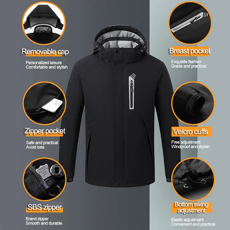 Electrical warming clothes usb warmer 8 heat zones jacket man heated jacket battery heat winter jacket