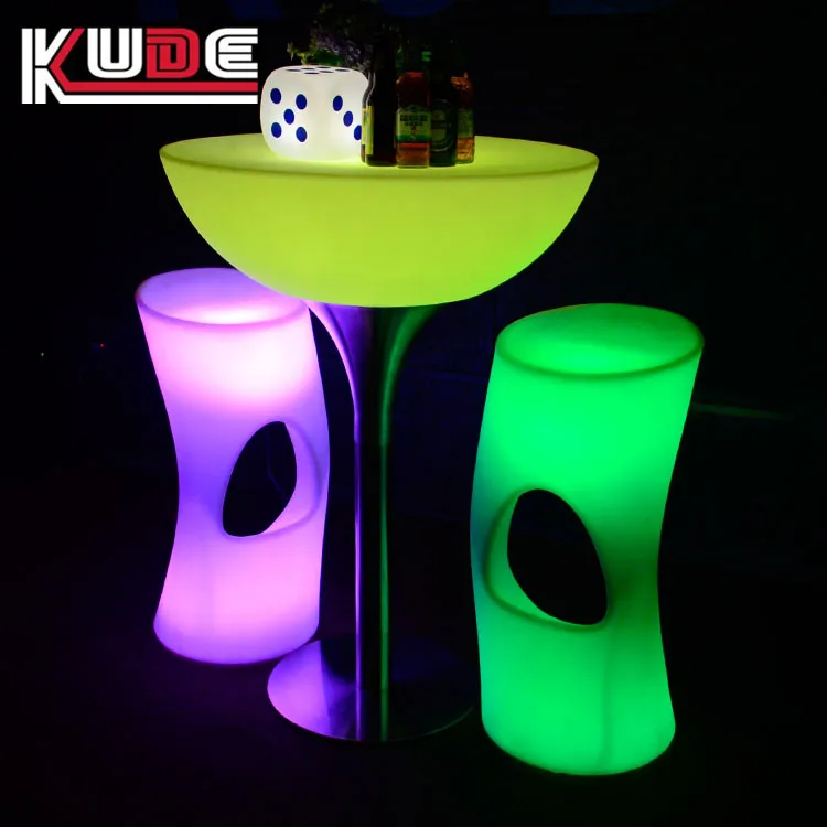 Wholesale led furniture colors change bar furniture bar table seat high chair bar stool for party nightclub hotel