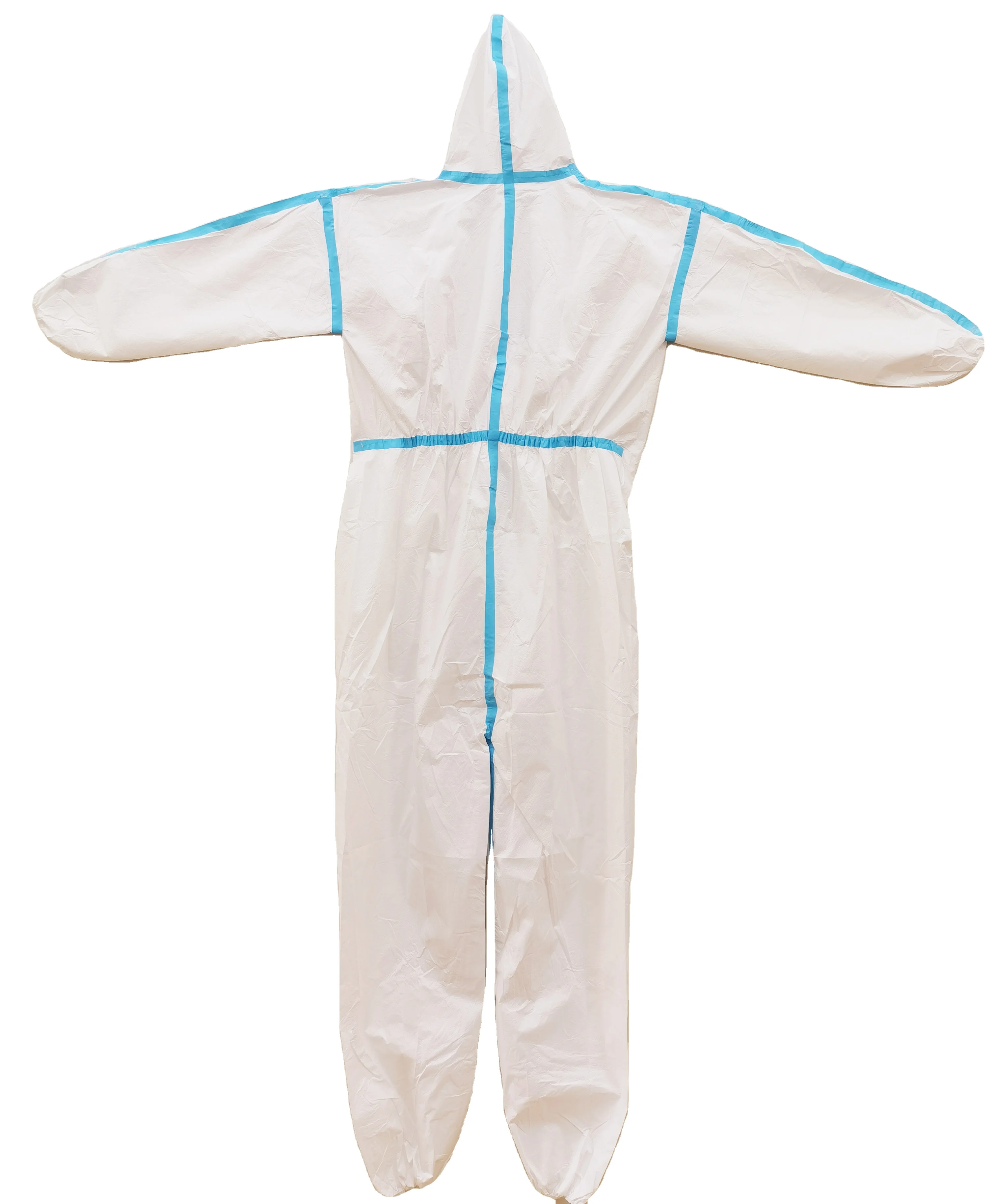 Disposable SF Microporous Overalls coverall polypropylene Safety Clothing with Blue reflective tapes for Industrial work suits