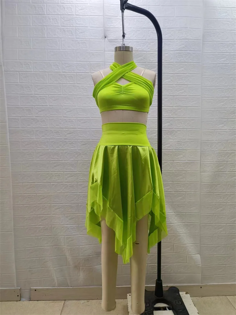 New Latin and Jazz Dance Dress for Girls Dance Dress for Satin